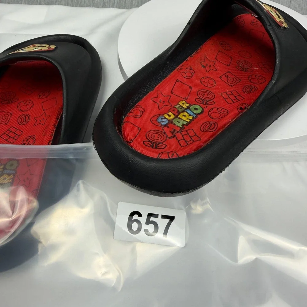 2 For 8 Dollars SALE Kids Black and Red Mario Brothers Slide Sandals